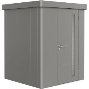 Casetta da giardino in metallo Biohort, grigio quarzo, 2,76 m², con porta. Ideale per riporre gli oggetti in giardino.