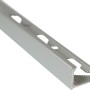Profilo angolare in alluminio, argento anodizzato opaco, 8 mm, per bordi e finiture piastrelle.