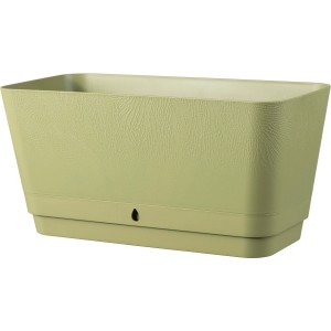Vaso per piante rettangolare t.b.t. in plastica verde chiaro con drenaggio dell'acqua.