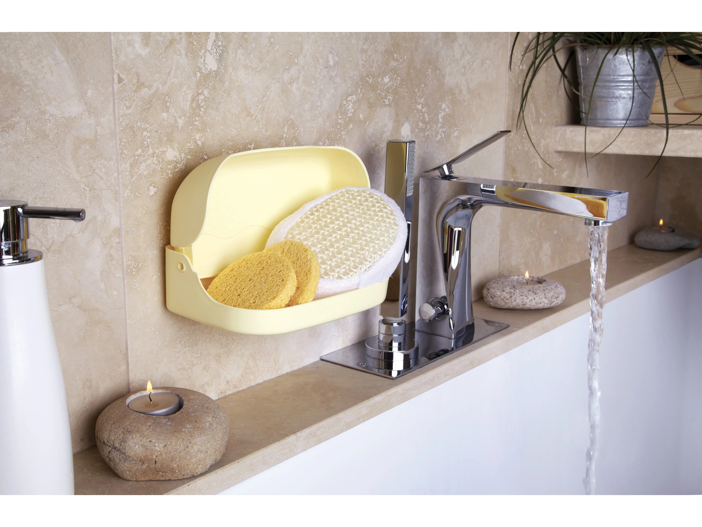 Rundago 1 Pezzi Cucina Organizer per Lavello, Porta Spugne Lavello, Cucina da Appoggio Stoccaggio, Multifunzionale 2 in 1 Porta Spugna, per Detersivo per Piatti Tappo Lavello e Panno (bianco