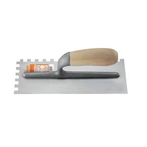 t.b.t. spatola dentata per lavori di piastrellatura con manico in legno.