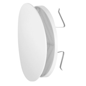 Griglia di aerazione t.b.t. bianca e rotonda con clip di fissaggio.