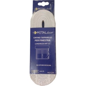 Cintino per tapparelle arrotolato nella confezione. Materiale: cotone, lunghezza 5,5 m.