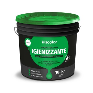 Secchio di pittura per interni bianca iriscolor con effetto disinfettante, 10 litri.