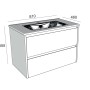 Mobile bagno base lavabo sospesa Ness 81 2/C honey 81x46 cm_6