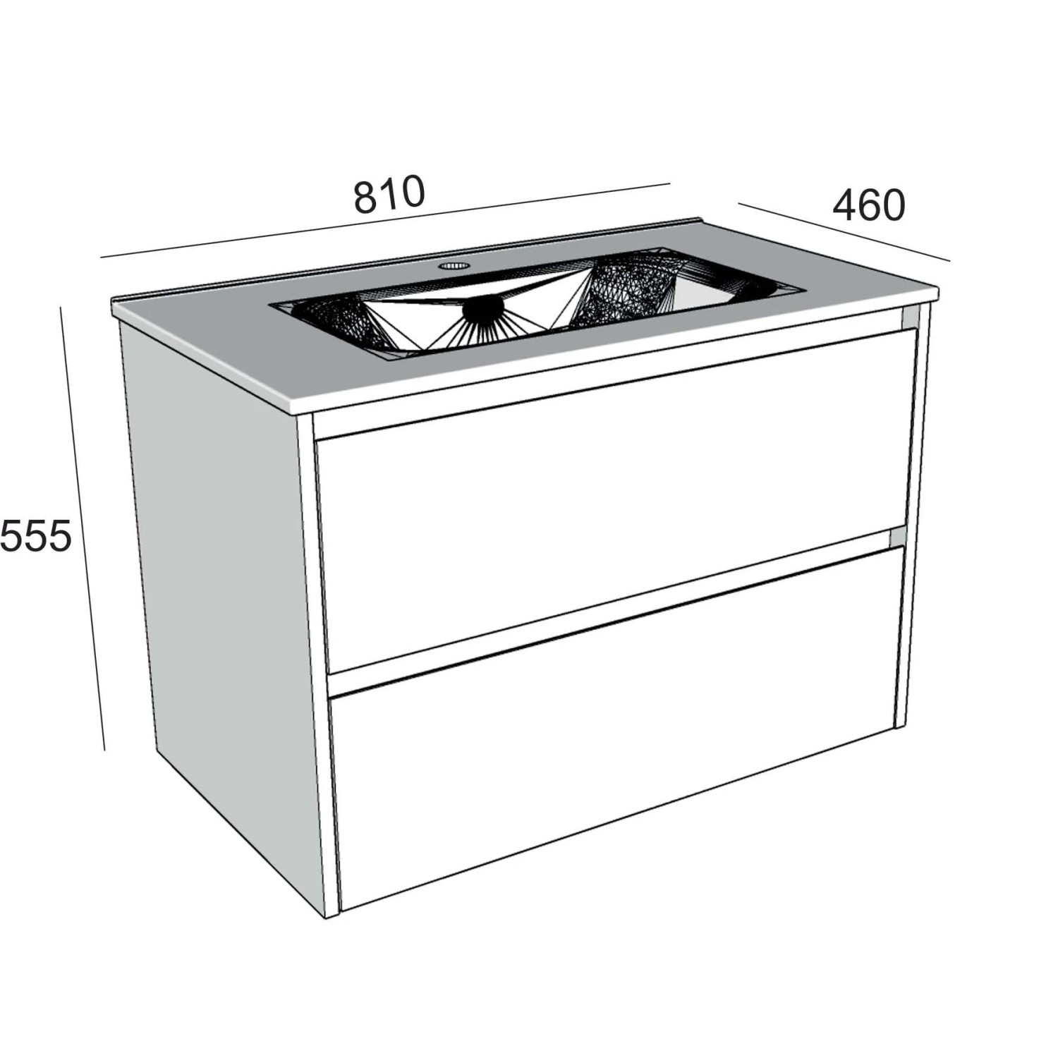 Mobile bagno base lavabo sospesa Ness 81 2/C honey 81x46 cm_6