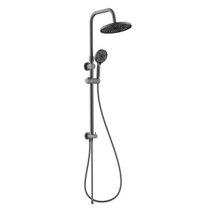 Colonna doccia t.b.t. con soffione e doccetta in grigio.