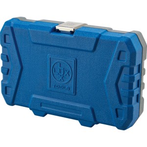 Valigetta blu e grigia LUX-TOOLS per set chiavi a bussola 53 pz. Robusta custodia per chiavi e inserti.