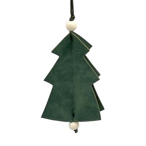 Decorazione per albero di Natale t.b.t. verde in feltro con perline di legno.