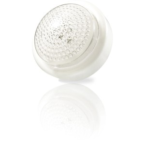 Torce t.b.t. bianca con copertura in vetro rotonda e goffrata.