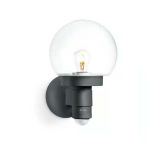 Applique da esterno Steinel L 115 S antracite con rilevatore di movimento e vetro a globo.