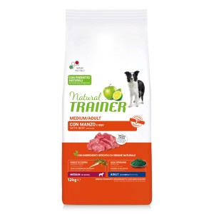 Natural Trainer cibo secco per cani Medium/Adult con manzo e riso, 12kg.