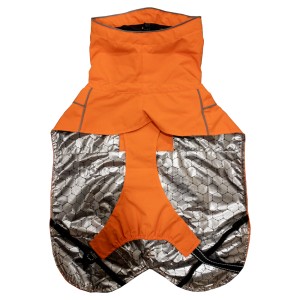 Abbigliamento per cani t.b.t. arancione con fodera riflettente.