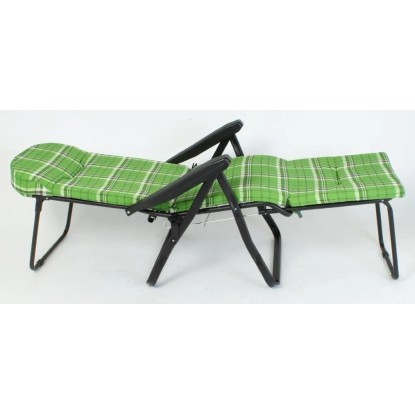 Sedia a sdraio pieghevole con braccioli Sofia in ferro e policotone verde
