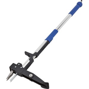 Erbacciaio LUX in metallo con manico blu per rimuovere le erbacce in giardino.