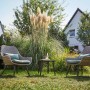 Set di mobili da balcone Aliceville a 3 pezzi in polyrattan verde-grigio con tavolo e sedie.