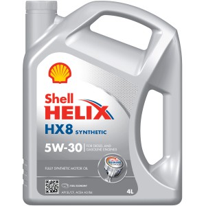 Olio motore Shell Helix HX8 5W-30, tanica da 4 litri per motori benzina e diesel.