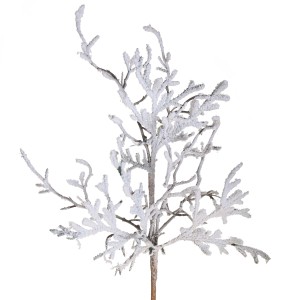 Ramo decorativo innevato per decorazioni natalizie e composizioni festive.