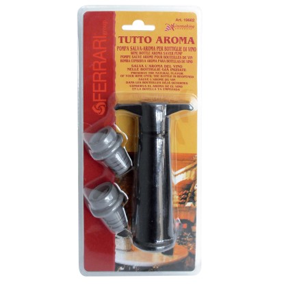 Pompa salva aroma per bottiglie di vino con 2 tappi blister