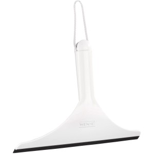 Wenko tergivetro bagno Filo, bianco con labbro in gomma nero e cordino.