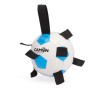 Gioco da masticare per cani a forma di pallone da calcio bianco/blu con anelli. Gioco robusto.