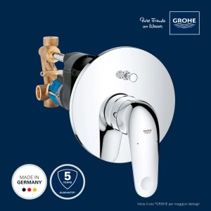 Miscelatore monocomando ad incasso Grohe per bagno, cromo, con corpo incasso.