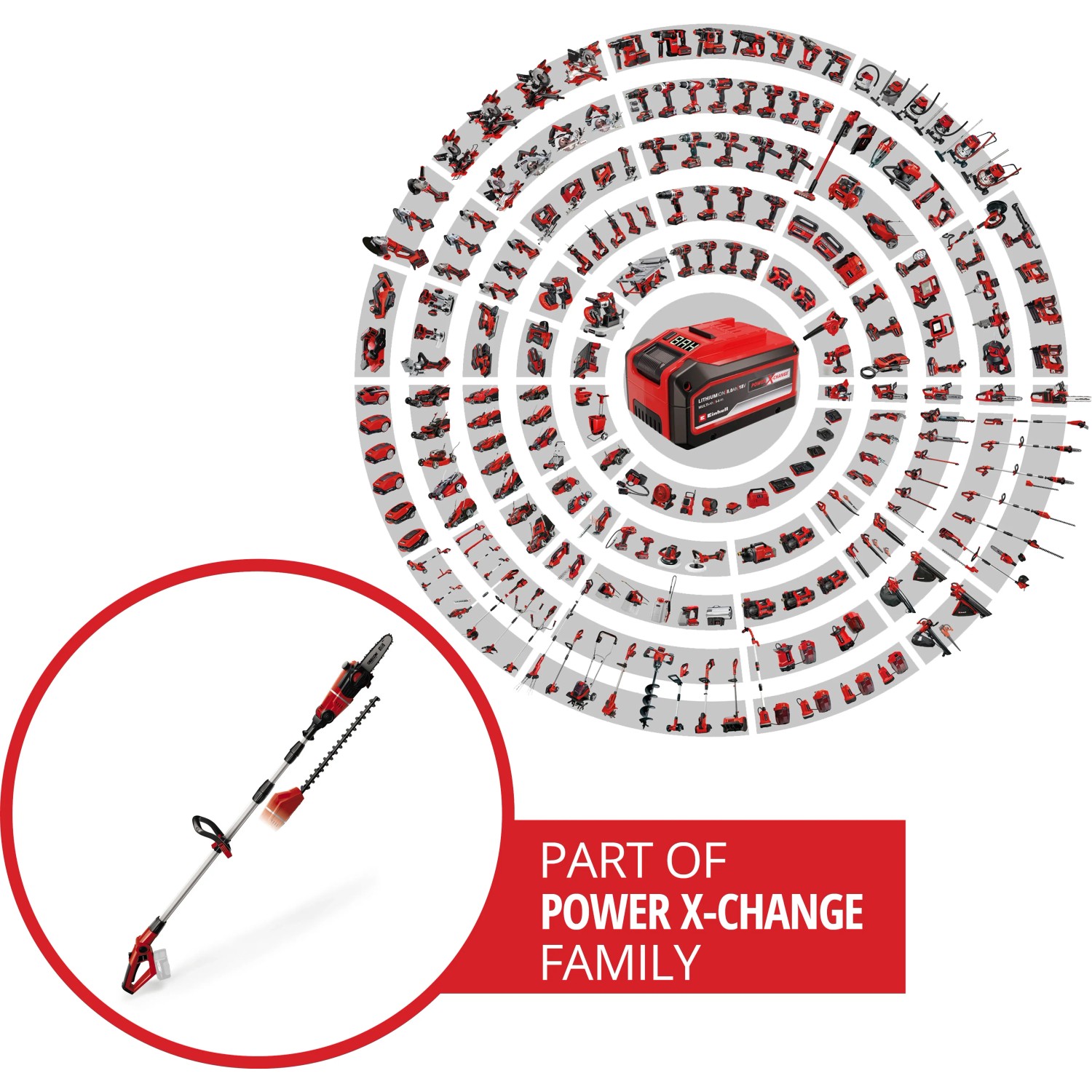 Einhell Power X-Change GE-HC 18 Li T Solo multiutensile a batteria tagliasiepi con potatore.