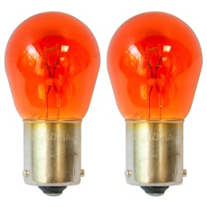 Due lampadine arancioni Bosch GLL Pure Light PY21 W per impianto elettrico auto.