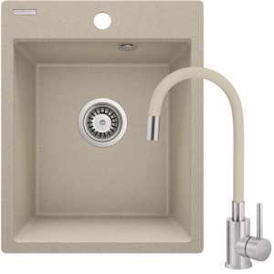 Lavello con rubinetto 1 vasca Idrostile Bayamo 500x211 mm sabbia