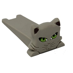 Fermaporta grigio a forma di gatto, Fermaporte.