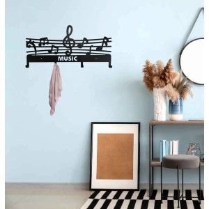 Appendiabiti t.b.t. nero con design a note musicali e ganci per giacche.