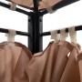 Dettaglio del gazebo t.b.t. con tende beige e struttura nera.