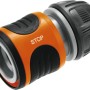Raccordo t.b.t. per sistemi di irrigazione, arancio/nero.