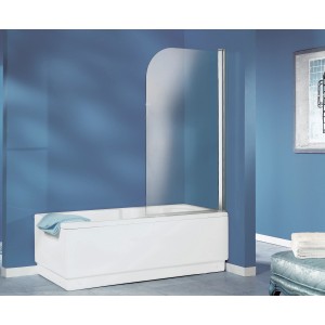 Vasca da bagno con schermo doccia come accessorio nel bagno.