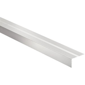 Profilo per scale in alluminio, argento anodizzato opaco, 26 mm x 0,9 m, autoadesivo.