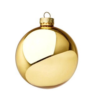 Palla di Natale dorata per decorazioni festive.