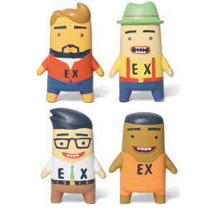 Diversi giocattoli per cani t.b.t. a forma di personaggi dei cartoni animati.