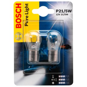 Bosch GLL Pure Light P21/5W, confezione da 2 lampadine auto per indicatori e illuminazione.