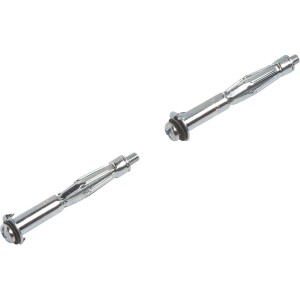 Due tasselli a espansione in metallo LUX con vite, 5x65mm, per cartongesso e truciolato.