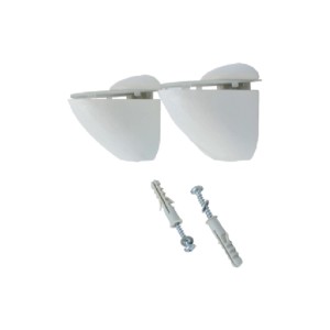 Supporti per mensole t.b.t. bianchi con viti e tasselli per il montaggio a parete.