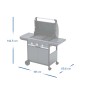Illustrazione di un barbecue a gas con dimensioni 142,5 x 131 x 65,6 cm.