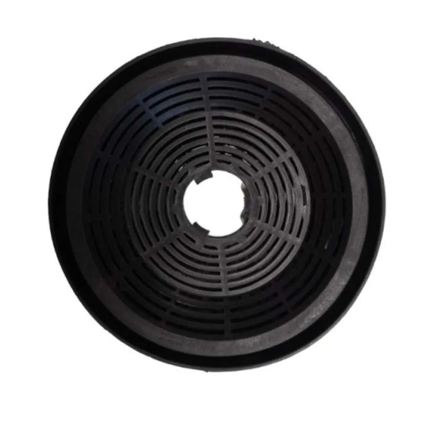 Filtro a carboni attivi t.b.t. nero rotondo per cappa aspirante.