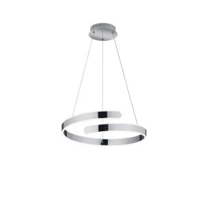Moderna lampada a sospensione t.b.t. a spirale, effetto cromo per un'illuminazione elegante.