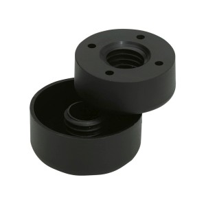 Pattino di livellamento Hettich nero in due parti per avvitamento, regolabile in altezza.