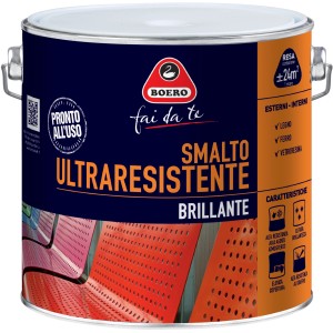 Barattolo di smalto Boero, ultraresistente, brillante. Adatto per legno, ferro e vetroresina.