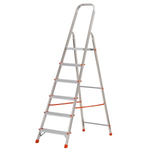 Scala t.b.t. a sei gradini, color argento, per uso interno.