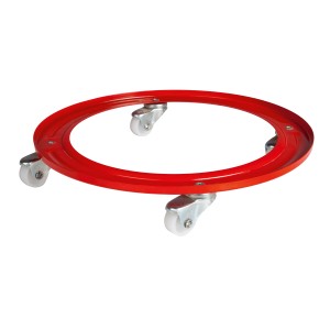 Carrello portabombola a gas OBI rosso con ruote e freni per un facile trasporto.