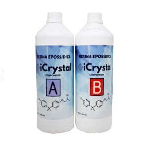 Set di due flaconi di resina epossidica Smalti trasparente t.b.t., componente A e B.