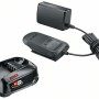 Set avviamento Bosch con batteria 18V e caricabatterie per elettroutensili.