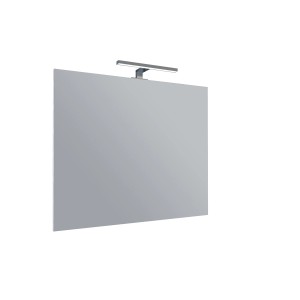Specchio da parete rettangolare con illuminazione LED integrata.